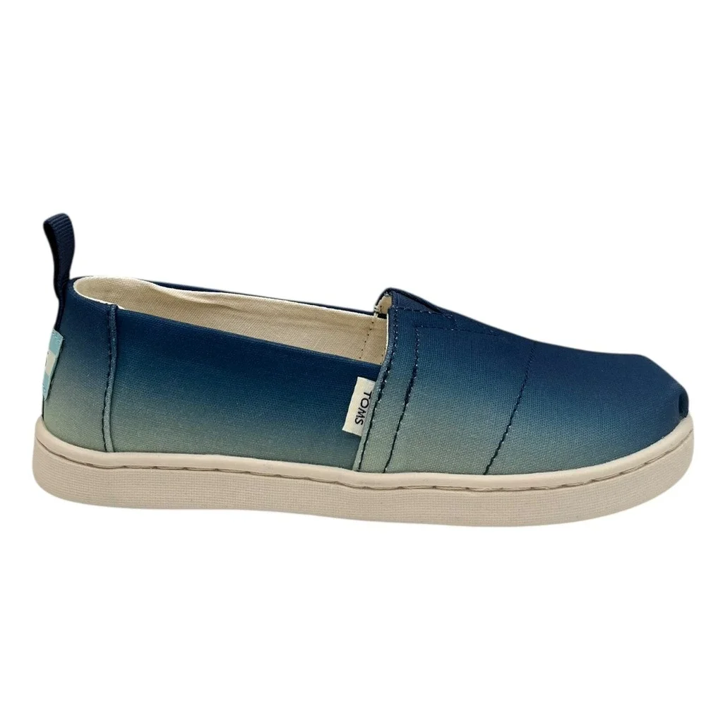 TOMS Alpargata Little Girls‎ Slip-On Canvas Shoes Size 12 Blue Indigo Comfort